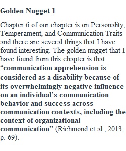 Chapter 6 Personalities and Communication Traits Discussion Question